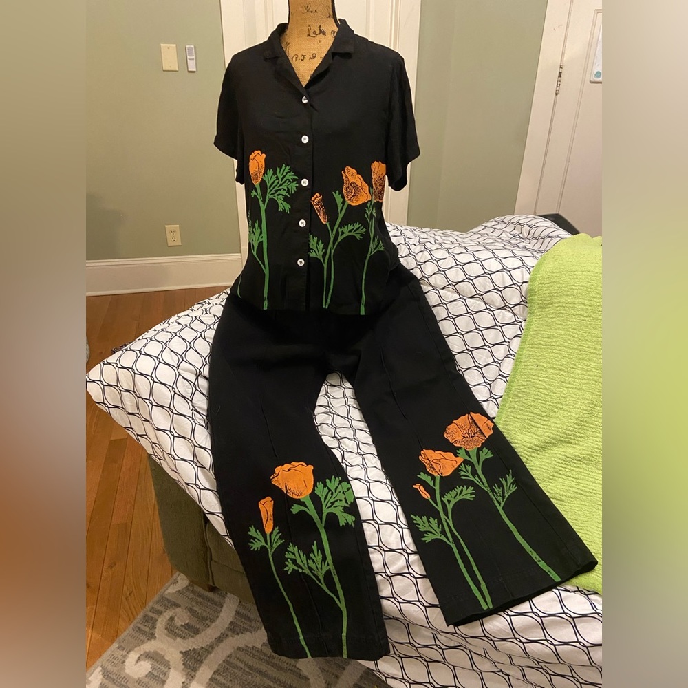 Big Bud Press medium shirt and medium western pants California Poppy print